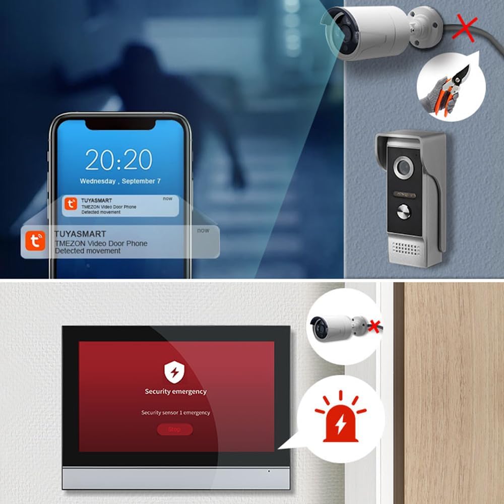 WiFi Video Intercom System, Video Doorbell Camera with Monitor Wireless,1080P IR & Night Vision Camera, 7 Inch Touch Screen Support TY APP, 2-Way Audio, Electronic Photo Frame, Waterproof