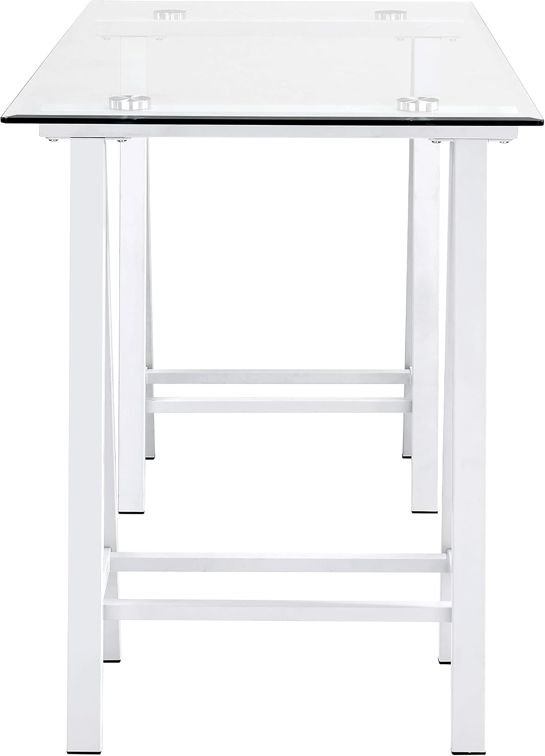 OSP Home Furnishings Middleton 47 Inch Desk with Clear Beveled Glass Top, White Base