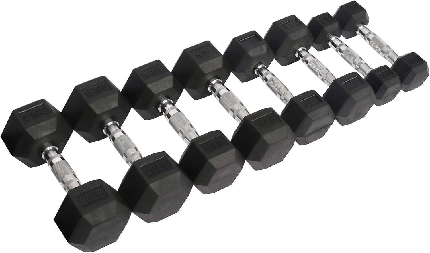 Fitvids Rubber Encased Hex Dumbbell Set Contoured Handle for Muscle Toning, Strength Building & Full Body Workout, 60LB, 100LB, 150LB and 550LB Set