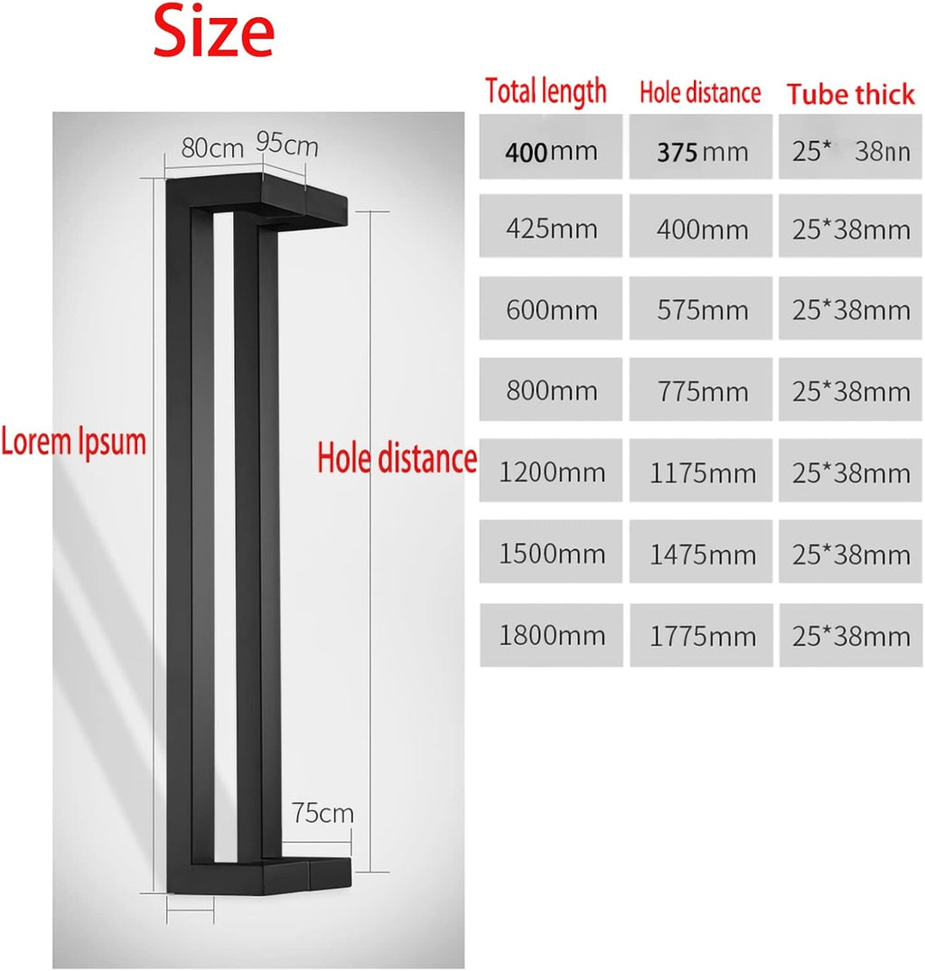 Barn Door Pull Handle, Solid Standoff Heavy Duty Commercial Grade Stainless Steel Modern Door Handle,for Barn Door Handle/Glass Handles,4 Colors(Black 16.7in (42.5cm))