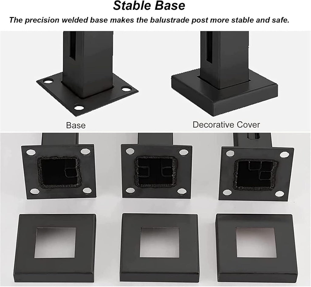 Glass Balustrade Post, 304 Stainless Steel Black Glass Railing Post can add handrails, Black Glass Panel Support for Railing/Patio Stairs/Indoor Staircase (Color : End Post, Size : Height-60cm/23.6i