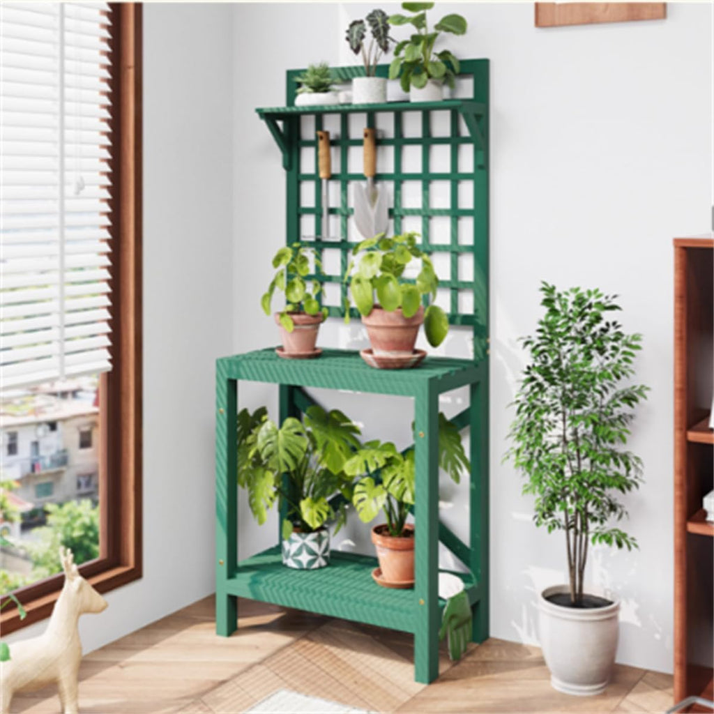 Outdoor Potting Bench Table, Large Wooden Gardening Table,Planting Table Garden Work Bench,Open Shelf Patio Workstation,for Garden, Patio, Greenhouse,A