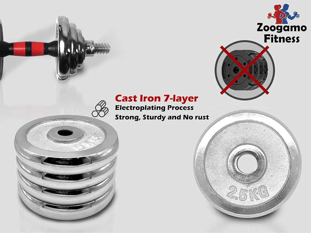 Adjustable Dumbbells Cast Iron Set Weight to 66Lbs / 44LBS, Free Weight with Connecting Rod Used As Barbell, for Men and Women Home Gym Work Out Training Fitness Equipment All-Purpose