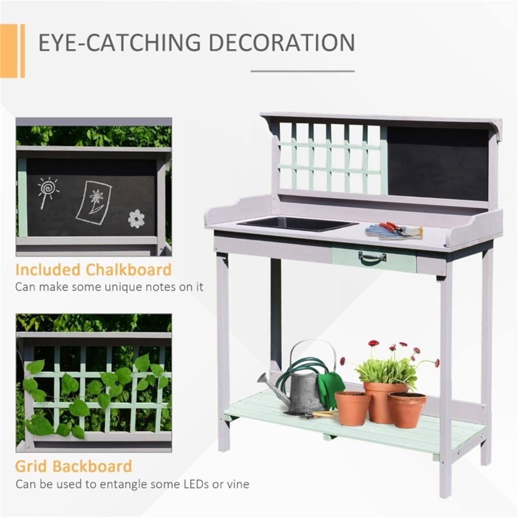 Planting Table Potting Bench with Storage Gardening Rustic Wooden Garden
