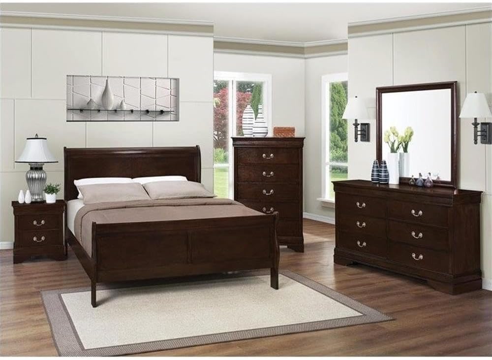 Coaster Louis Philippe 3PC Set with Full Bed and Nightstand with Dresser in Brown