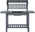Outdoor Grey Wood Potting Bench Expandable Top with Food Grade Plastic Sink New