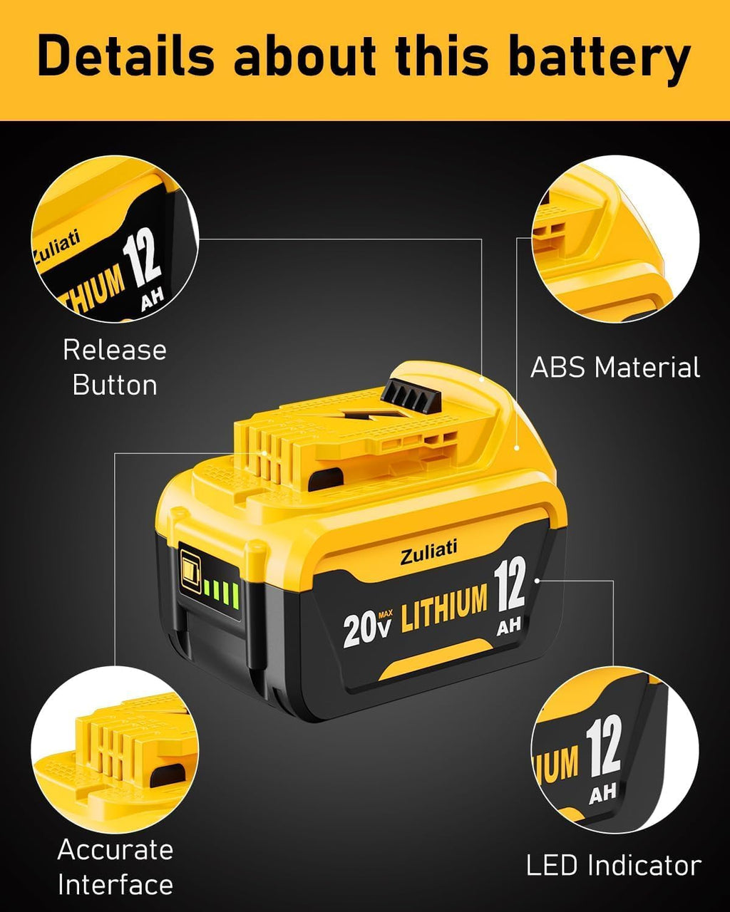 DCB206 12.0Ah Replacement for Dewalt 20V Battery and DCB104 Charger,DCB206-2 DCB203 DCB201 DCB204 Compatible with Dewalt 20 Volt Battery DCD985B Power Tools with LED Indicator(Multi-12.0Amps-DCB104)