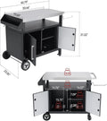 Suitable for Outdoor Grill Cart with Wheels, Movable Kitchen Island with Storage Cabinet for BBQ, Stainless Steel Dining Cart Table for Food Prep, Black