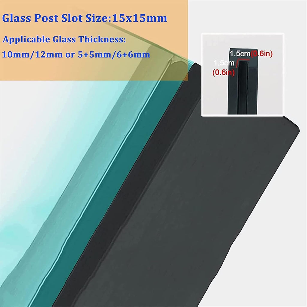 Shower Glass Clamp, Square Glass Railing, Black Glass Panels Post Steel Guardrail, Outdoor Deck Balcony Patio Railing System Clamps, Height 65/75/85/95/105/115cm Fence Pole Column(End Post,Height-85cm