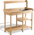 Wood Potting Bench Table Plant Stand Work Station Garden Lawn Patio with Ebook