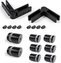 Muzata 8Pack Black Glass Standoff 2' Glass Bracket GA07 with 2Pack Black Adjustable Glass to Glass Clamp Angle (90°-180°) GA08