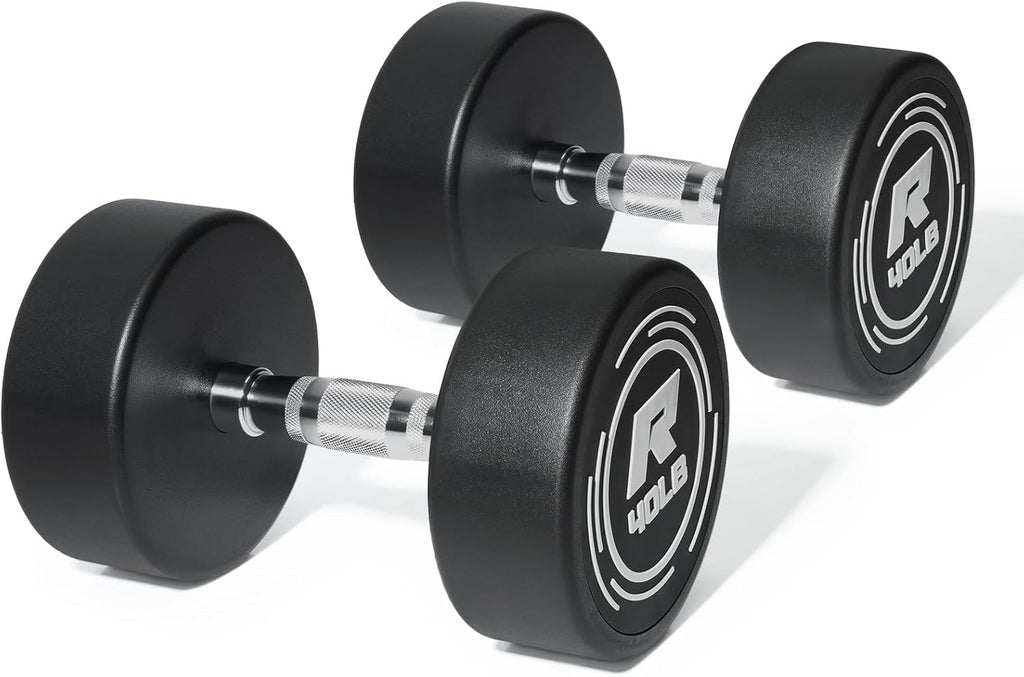 RitFit 5-250 LBS PVC Encased Round Dumbbell sets with Knurled Handle and Optional Rack, Strength Training Equipment for Home Gym