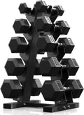 PAPABABE Hex Dumbbell Sets with Rack, 100-600lb Rubber Coated Dumbbell Weight Set and Storage Rack, Multiple Options Hand Weights for Strength Training