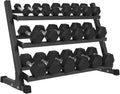 Mikolo Dumbbell Sets with Rack, Rubber Hex Dumbbells, Multiple Choices in 160/200/380/450/550LB, Hand Weights with Chrome Handle for Strength Training