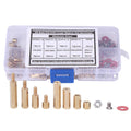M3 Brass Standoffs Screws Washers Nut Assortment Kit Durable Hex Spacer Set for Circuit Board Assembly and Computer Connectors Hardware Accessories 140PCS