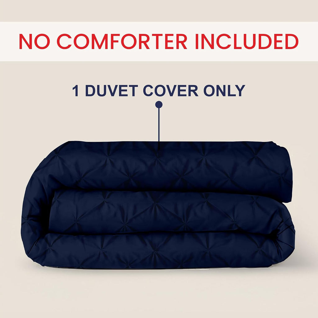 Kotton Culture 120'x 98' 1 Pc Oversized King Pinch Pleated - Pintuck Duvet Cover Only-100% Egyptian Cotton 1000 TC Comforter Cover-Zipper Closure & 7 Internal Ties- Fits Large King Inserts - Navy Blue