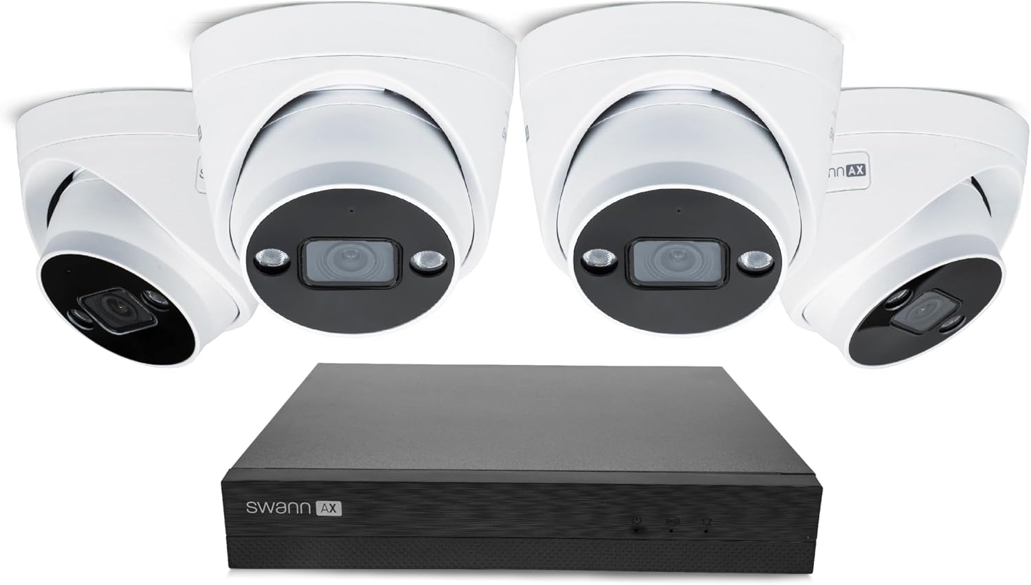 Swann AdvancedX™ 4K Wired NVR Security Camera System, 8 Channels, 4 Outdoor PoE Cameras, 1TB Hard Drive Storage, Color Night Vision, Video Analysis (4 Dome Cameras 8 Channel NVR 4K 1TB HDD)