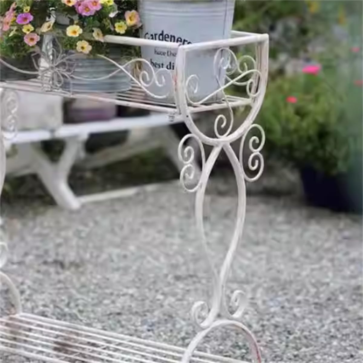 Garden Potting Bench Table, Garden Metal Flower Plant Stand,Multi-Layer Flower Pot Rack,Heavy Duty Tall Plant Shelf Flower Pot Holder,Garden Table Work Station,Green