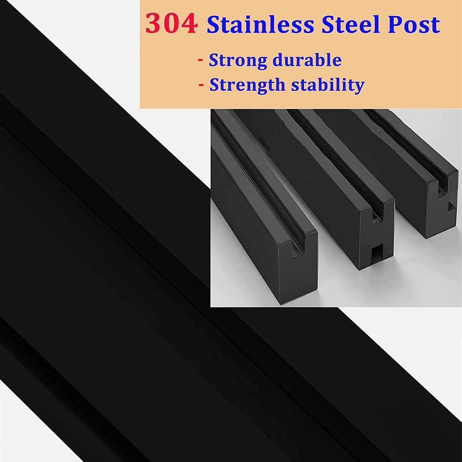 Shower Glass Clamp, Square Glass Railing, Black Glass Panels Post Steel Guardrail, Outdoor Deck Balcony Patio Railing System Clamps, Height 65/75/85/95/105/115cm Fence Pole Column(End Post,Height-85cm