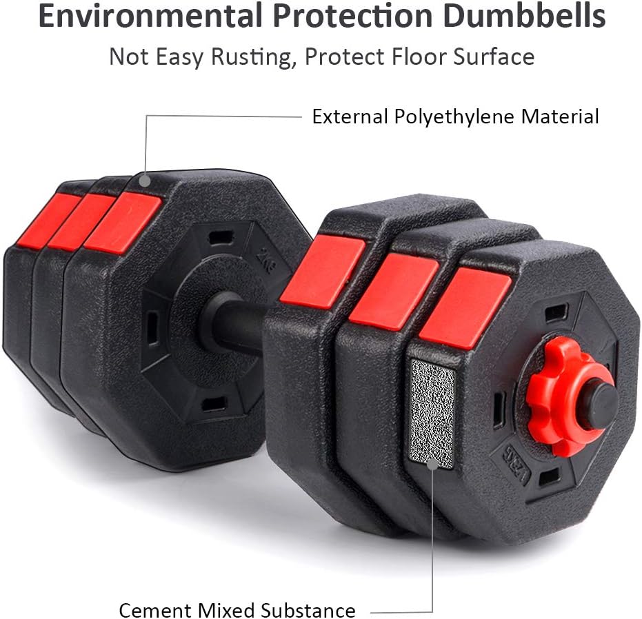 wolfyok Dumbbells Set, Adjustable Weights 3-in-1 Set Barbell 44Lb/66Lb, Home Gym Equipment for Men Women Gym Workout Fitness Exercise with Connecting Rod