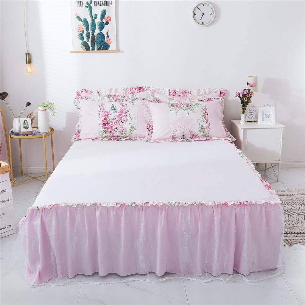 FADFAY Home Textile Pink Rose Floral Print Duvet Cover Bedding Set for Girls 4 Pieces Twin Size