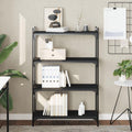 4-Tier Industrial Bookcase, Black Engineered Wood & Metal Frame, Stable Storage Shelf for Living Room, Office, Bedroom, Adjustable Feet