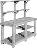 Outdoor Potting Bench Table, Large Horticulture Work Table with Storage Shelf, Wooden Potting Table for Garden Patio Backyard (Color : Gris)