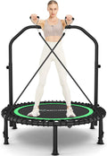 ANCHEER 40'/48' Foldable Mini Trampoline,Max Load 450lbs/550lbs Indoor Trampoline,with 4 Level Adjustable Foam Handle and Resistance Bands,Adult Exercise Trampoline for Home, Garden, and Gym