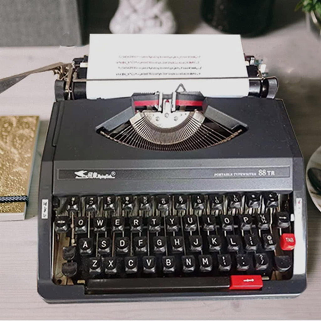 Classic Manual Typewriter, Traditional Portable Vintage Typewriter Deeply Restored by Craftsmen, Manual Typewriter for Writing, Literary Retro Collection Gift, 30 X 30 X 10 Cm,Black