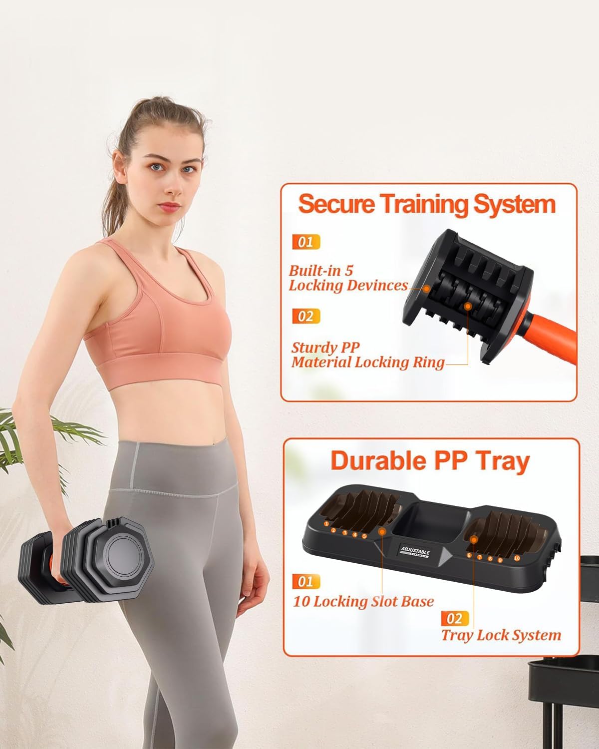 Adjustable Dumbbell Set, 10-in-1 25LB/55LB Ajustable Dumbbells with Safe Locking System, Enclosed Storage Tray, 1 Sec Fast Adjustment, Comfortable Non-Slip Textured Grip, Suitable for Home Gym Workouts Men and Women