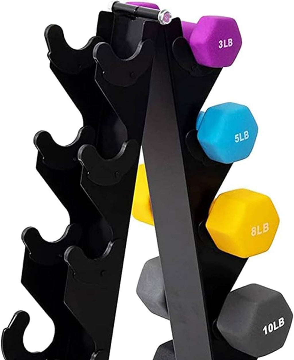 BalanceFrom Neoprene Coated Iron Dumbbell Hex Weights Set with Stand – Color-Coded or Black Options with Non-Slip Grip for Strength Training, Resistance Workouts, and Home Gym Fitness