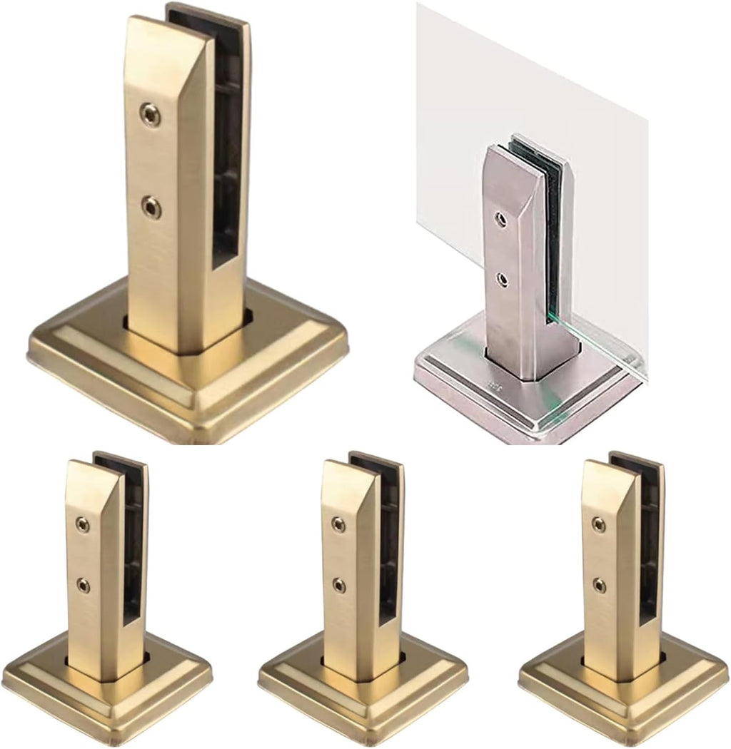 Generic 4pack Glass Clamp Glass Standoff, Heavy Duty 304 Stainless Steel Glass Clamp Pool Fence Balustrade Railing Post Clamps,Gold,160mm