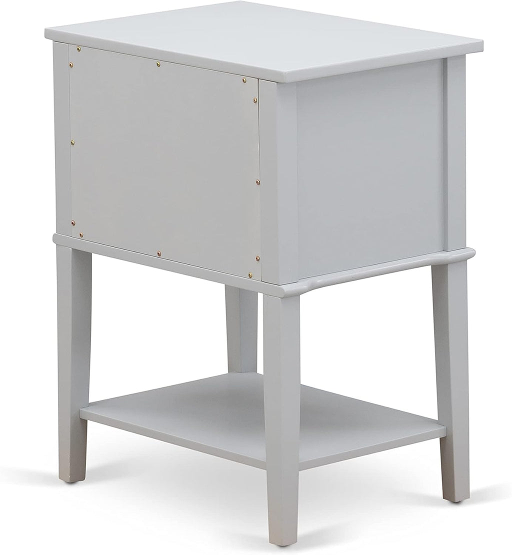 East West Furniture FN08K-2VL14 3-Piece Platform King Size Bedroom Set with 1 Mid Century Bed and 2 Night Stands - Reliable and Durable Manufacturing - Mist Beige Linen Fabric