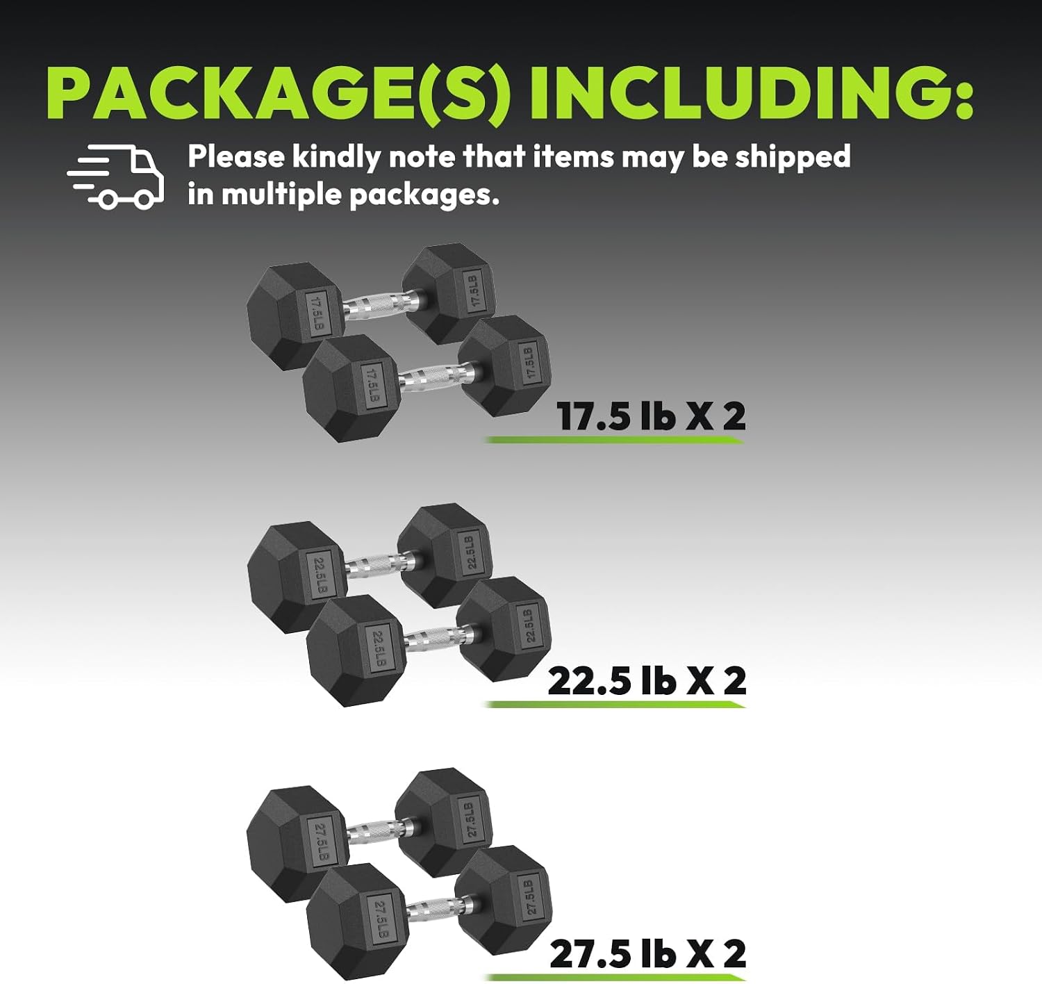 HANDBODE Hex Dumbbell 45-640 lb Set, Rubber Encased Exercise & Fitness Dumbbells for Home Gym, Hand Weights for Strength Training