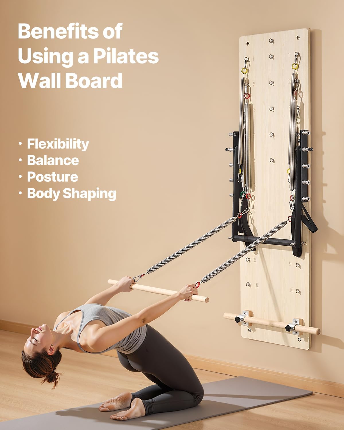 VEVOR Pilates Reformer Foldable, Suitable for Intermediate and Beginners Users, Pilates Equipment for Home Gym Studio Use with 4 Adjustable Resistance Spring, Up to 400 LBS