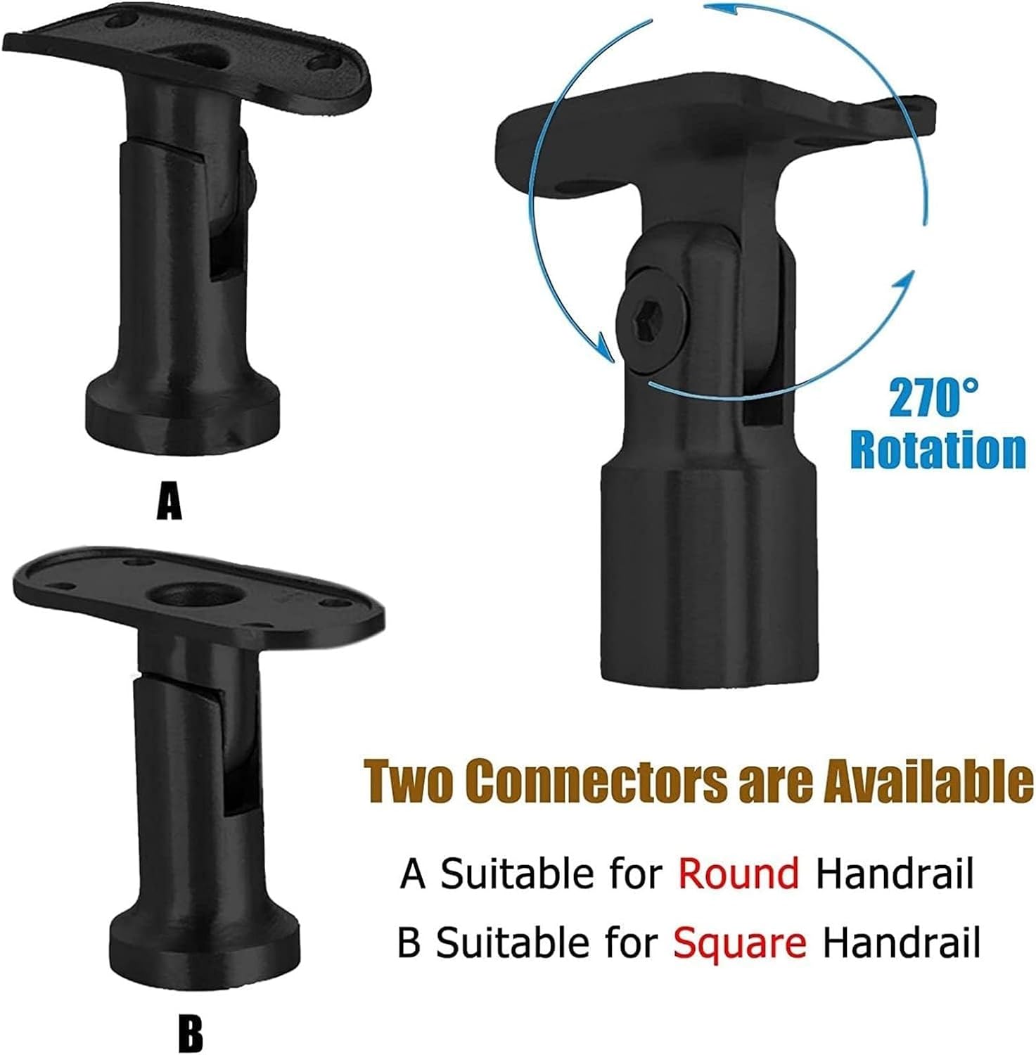 Black Glass Railing Post, 304 Stainless Steel Black Finish, For Stairs And Deck Handrails，Can Be Installed on Wood or Concrete Floor, For 3/8' Or 1/2' Thick Glass(Corner Post,Height-85cm/33.5in)
