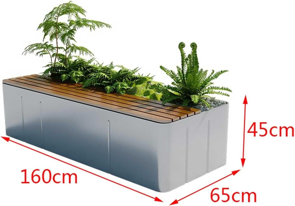 Bench with Planter Box, Outdoor Garden Planter Bench Galvanized Sheet Planter Box for Porch, Patio, Garden and Backyard Garden Bench