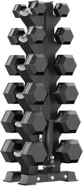 PAPABABE Hex Dumbbell Set with Rack, 85-560lb Rubber Encased Dumbbell Free Weights Dumbbells Set with Storage Rack, Hand Weights Set for Strength Training