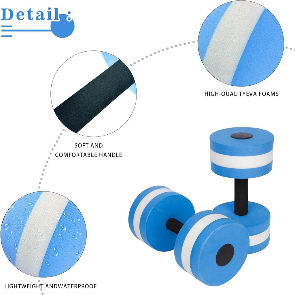 MANO Pool Weights for Water Exercise Sports Aquatic Water Dumbbells with Ankle Weights and Swimming Belt for Aqua Fitness Barbells Foam Hand Bars - Set of 2 - for Water Aerobics