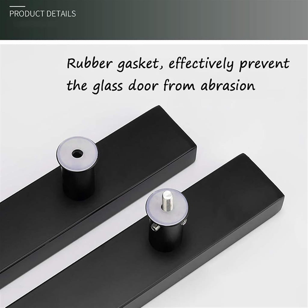 Door Handle Solid Standoffs Commercial Stainless Steel Office Push-Pull Door Glass Door Wooden Door Sliding Door Handle Black Square Tube Handle (Size : 1200x900mm)