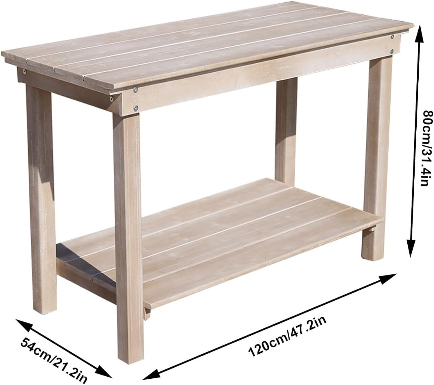 Potting Bench Table,Garden Potting Table, Outdoor Garden Potting Bench Wooden Workstation Table Open Shelf Multifunction Storage Flower Plant Workstation for Patio Courtyards Balcony, Brown