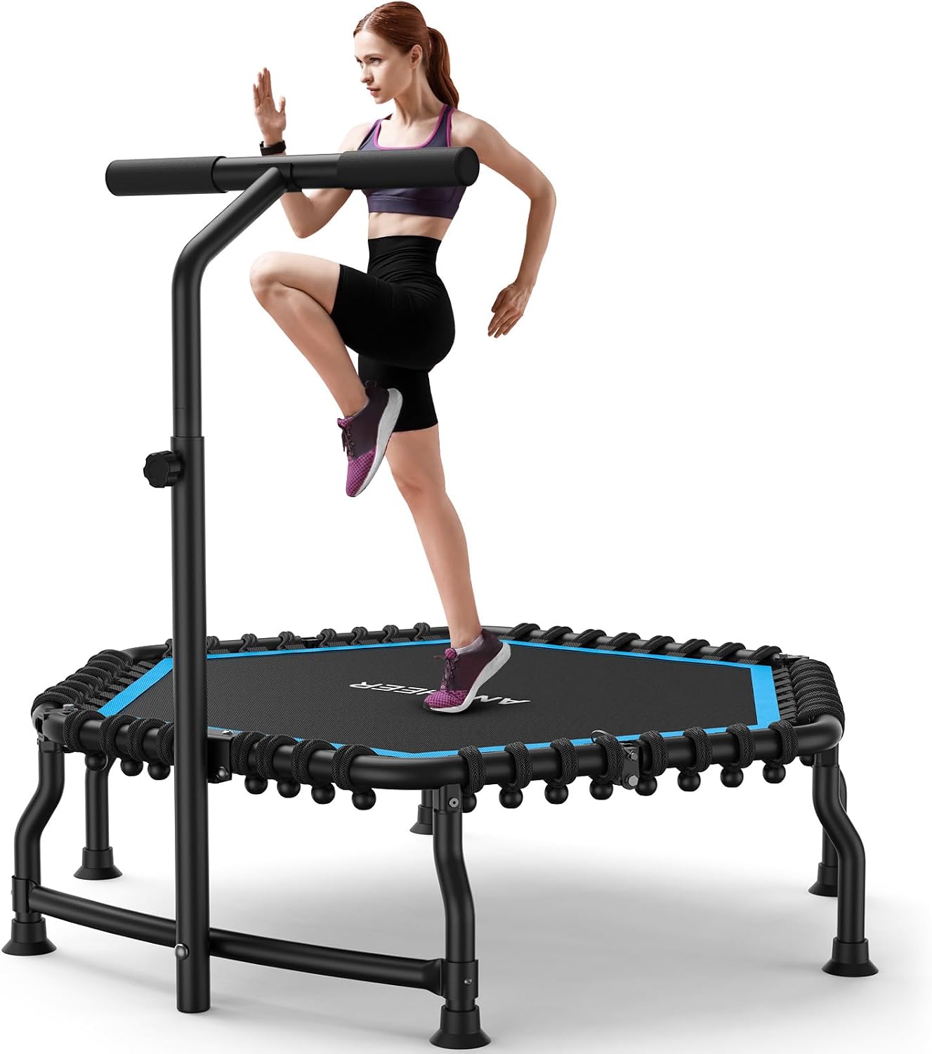 ANCHEER 50' Rebounder Trampoline for Adults- 2026 Foldable Mini Trampoline with Bar- Exercise Trampoline for Adults, Max Load 560lbs, for Indoor/Garden Workout