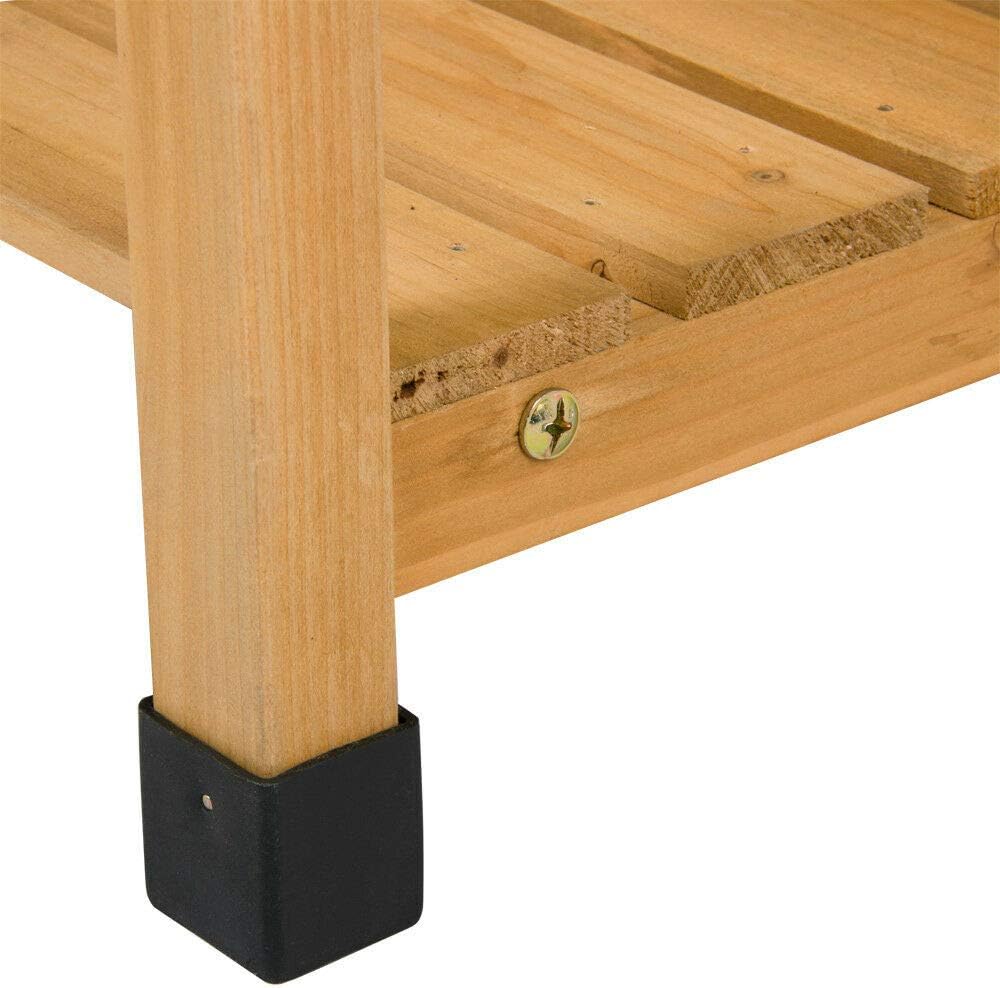 Wood Workbench Planting Table Potting Bench Garden Shelf Outdoor Storage w/Sink with Ebook