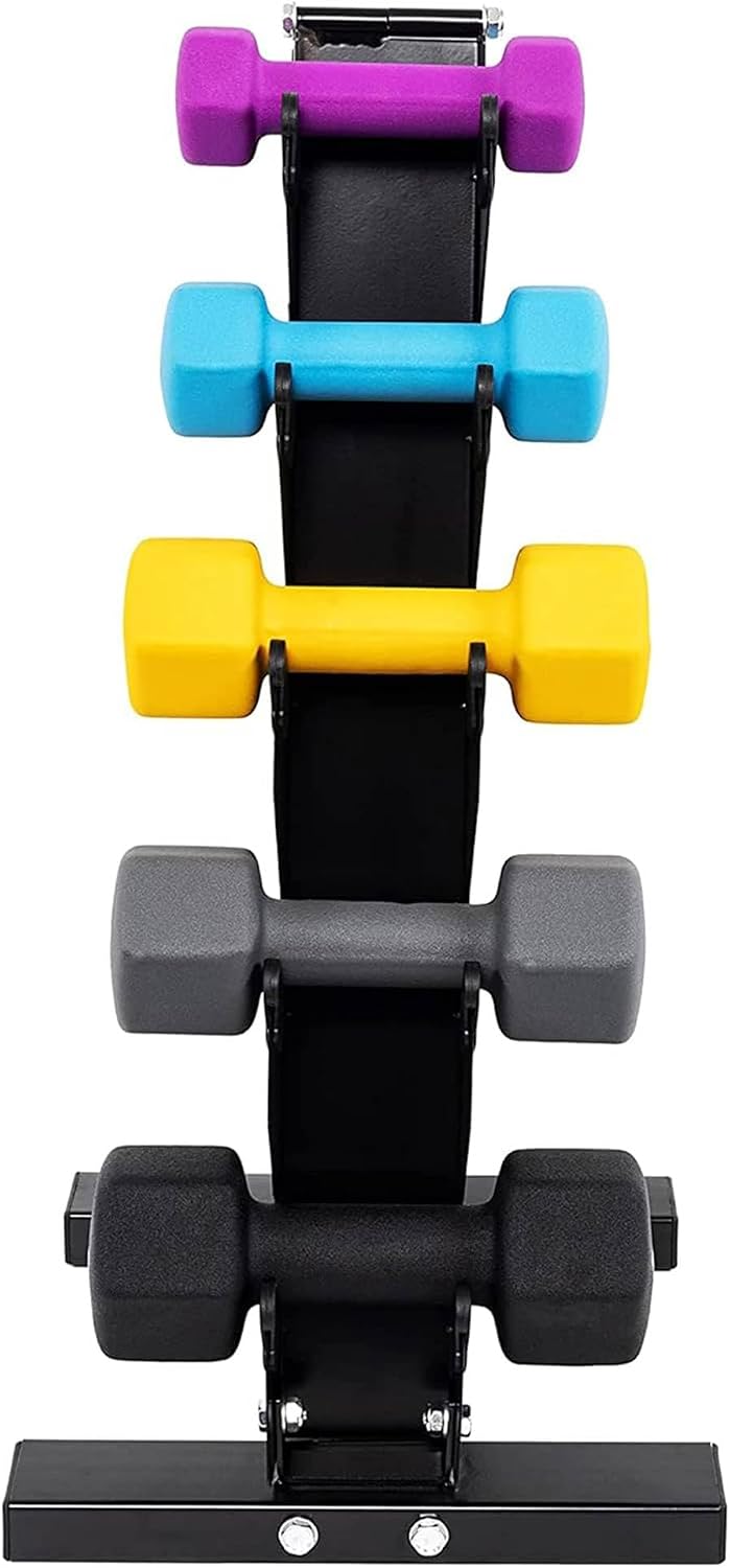 BalanceFrom Neoprene Coated Iron Dumbbell Hex Weights Set with Stand – Color-Coded or Black Options with Non-Slip Grip for Strength Training, Resistance Workouts, and Home Gym Fitness