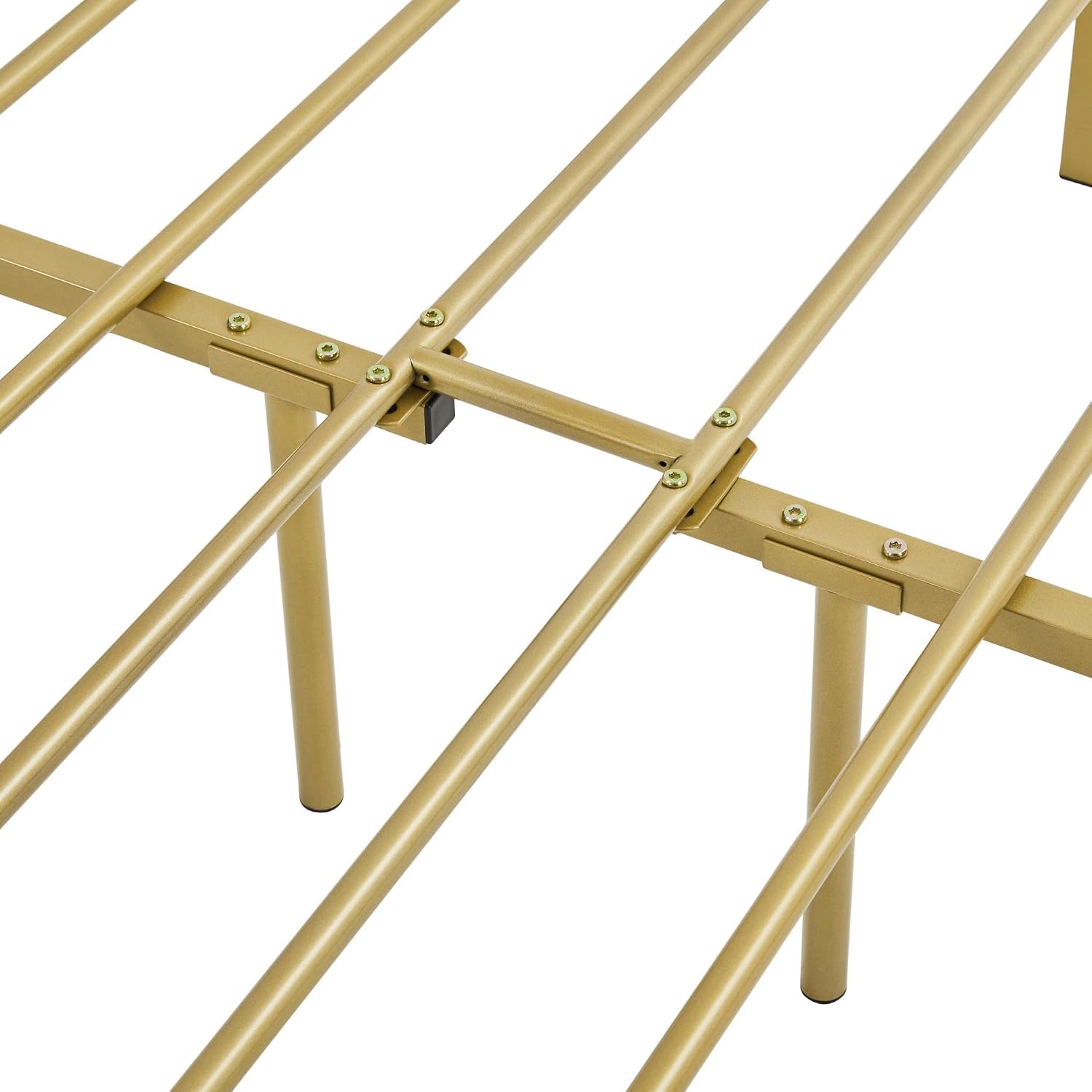 Topeakmart Full Size Victorian Style Metal Bed Frame with Headboard/Mattress Foundation/No Box Spring Needed/Under Bed Storage/Strong Slat Support Antique Gold
