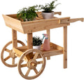 Potting Bench Table，Outdoor Potting Bench Table, Movable Cart Wooden Gardening Table ，w/Storage Shelf Flower Pot Bench for Garden, Patio, Greenhouse