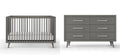 Child Craft Cranbrook Design 4-in-1 Convertible Baby Crib Nursery Furniture Set, Baby Bed and 6 Drawers Double Dresser, for Babies, Toddlers and Kids Bedroom (2 Piece - Lunar Gray)