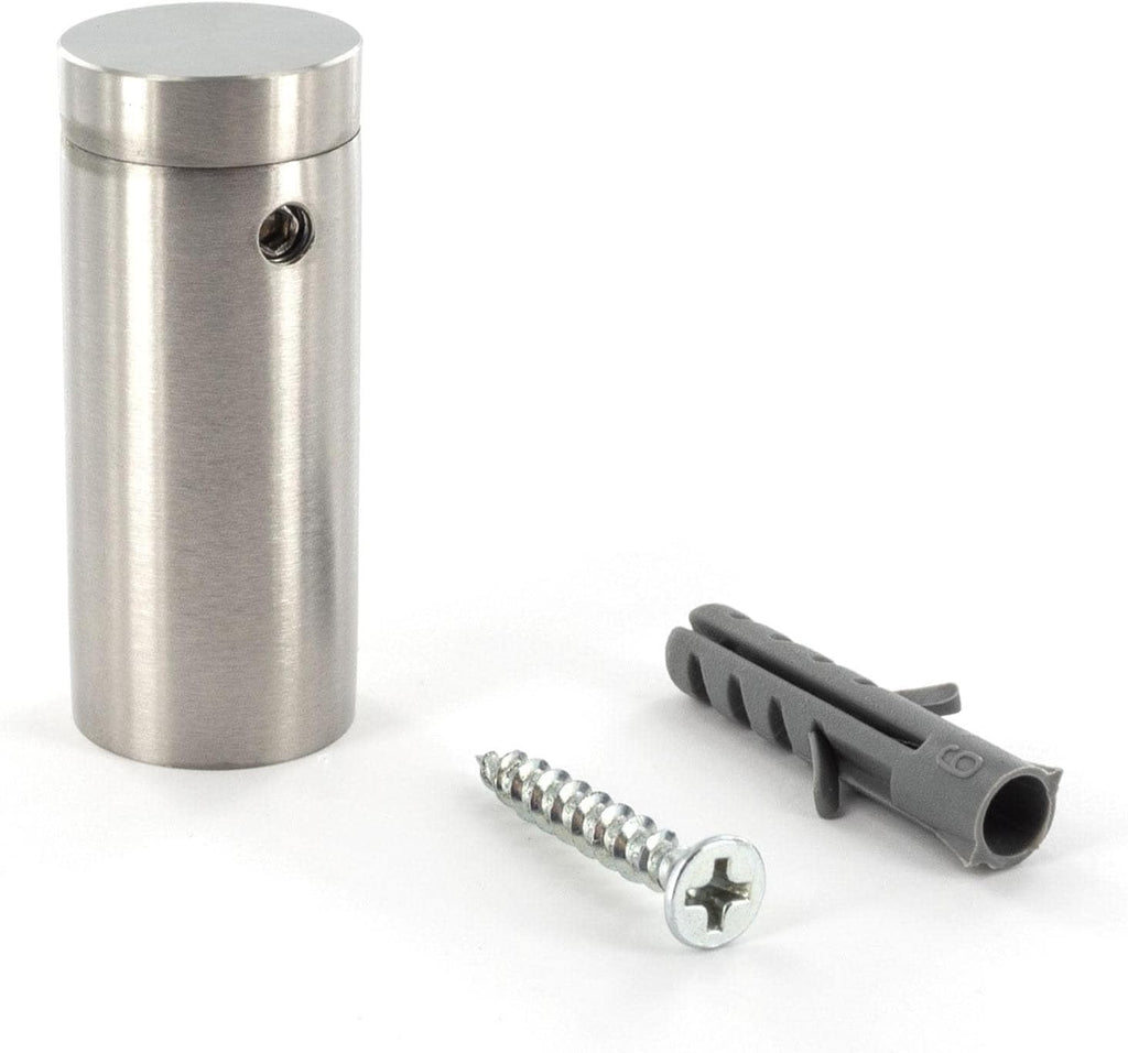 Sign Standoff 3/4' Diameter x 1-1/2' Barrel Length Brushed Stainless Finish Eco Easy Edge It No Drill Standoff Pack of 20 by Outwater