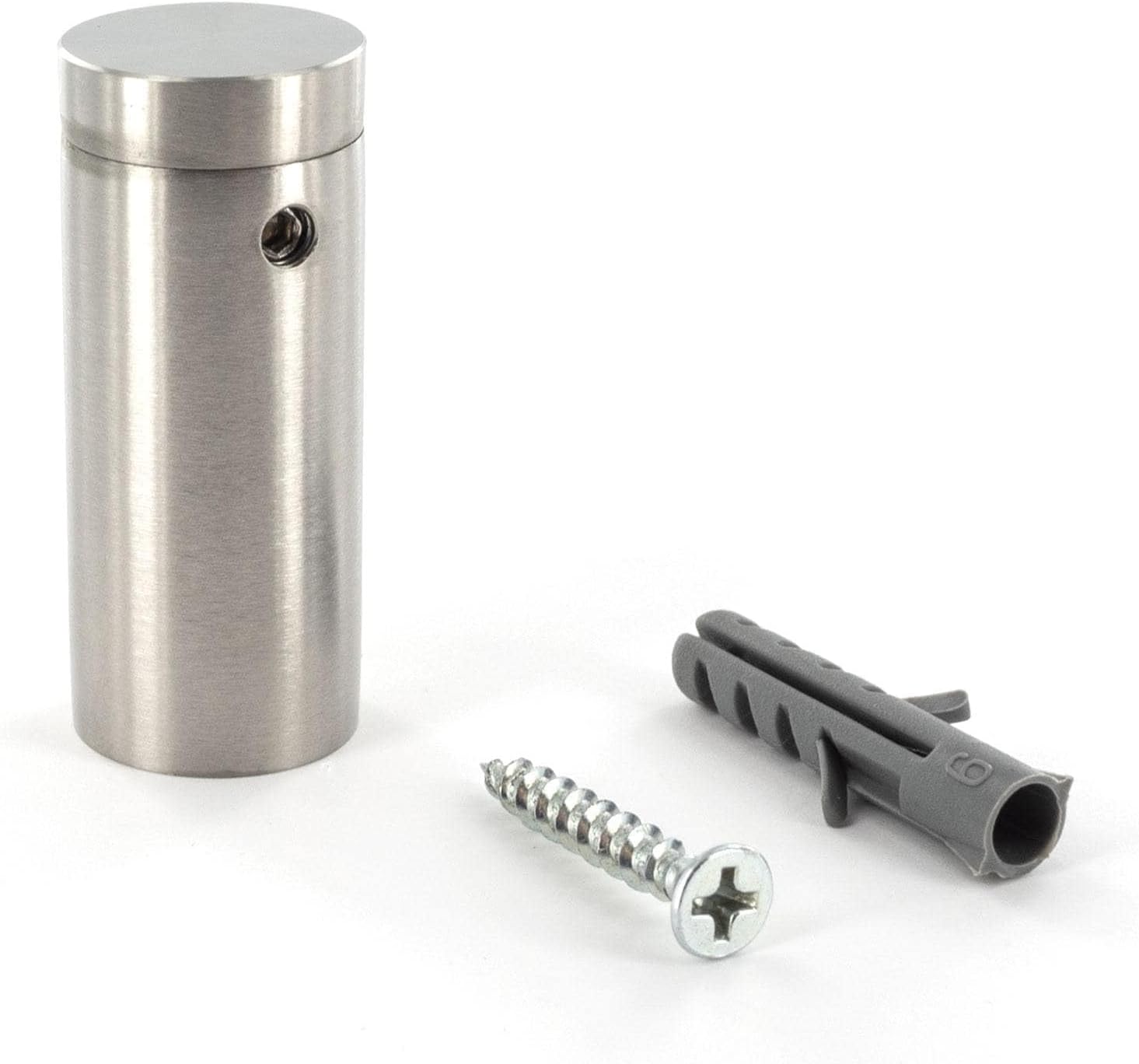 Sign Standoff 3/4' Diameter x 1-1/2' Barrel Length Brushed Stainless Finish Eco Easy Edge It No Drill Standoff Pack of 20 by Outwater