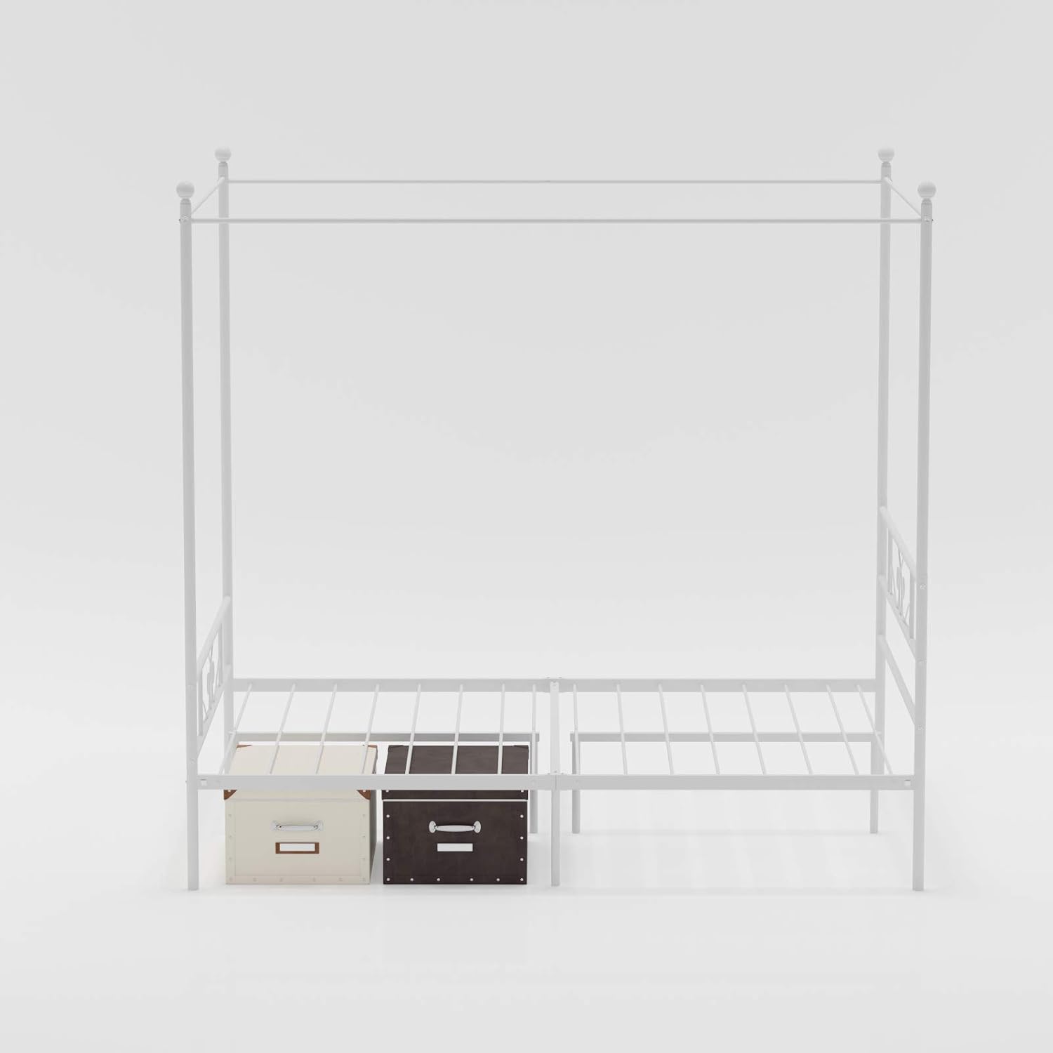 Weehom Full Canopy Bed Frame with Headboard and Footboard, 4 Posters Metal Bed Frame, No Box Spring Needed, Mattress Foundation Platform Bed for Kids and Adults, White
